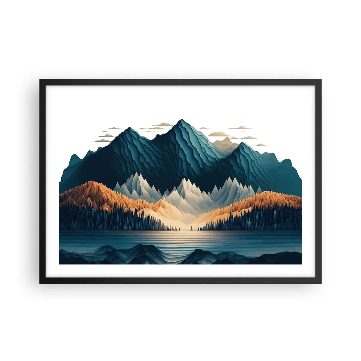 Poster in een zwarte lijst - Perfect berglandschap - 70x50 cm