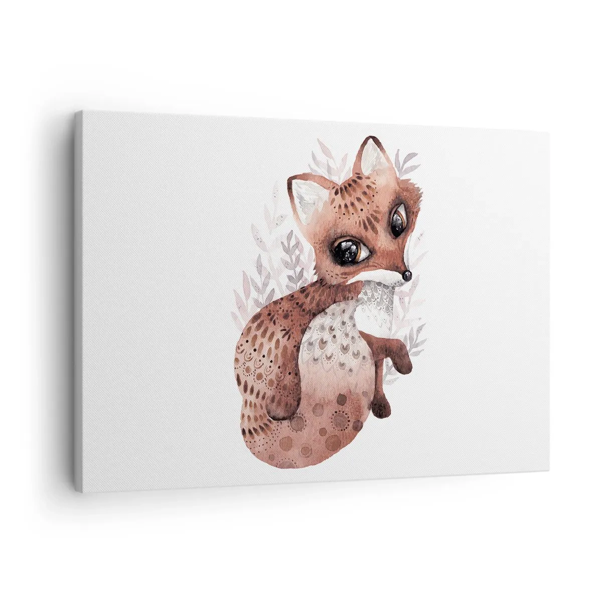 Schilderen op canvas - Een schattige aquarelvos op een lichte achtergrond - 70x50cm - Houd er gewoon van - Moderne wanddecoratie voor woonkamer en slaapkamer ARTTOR