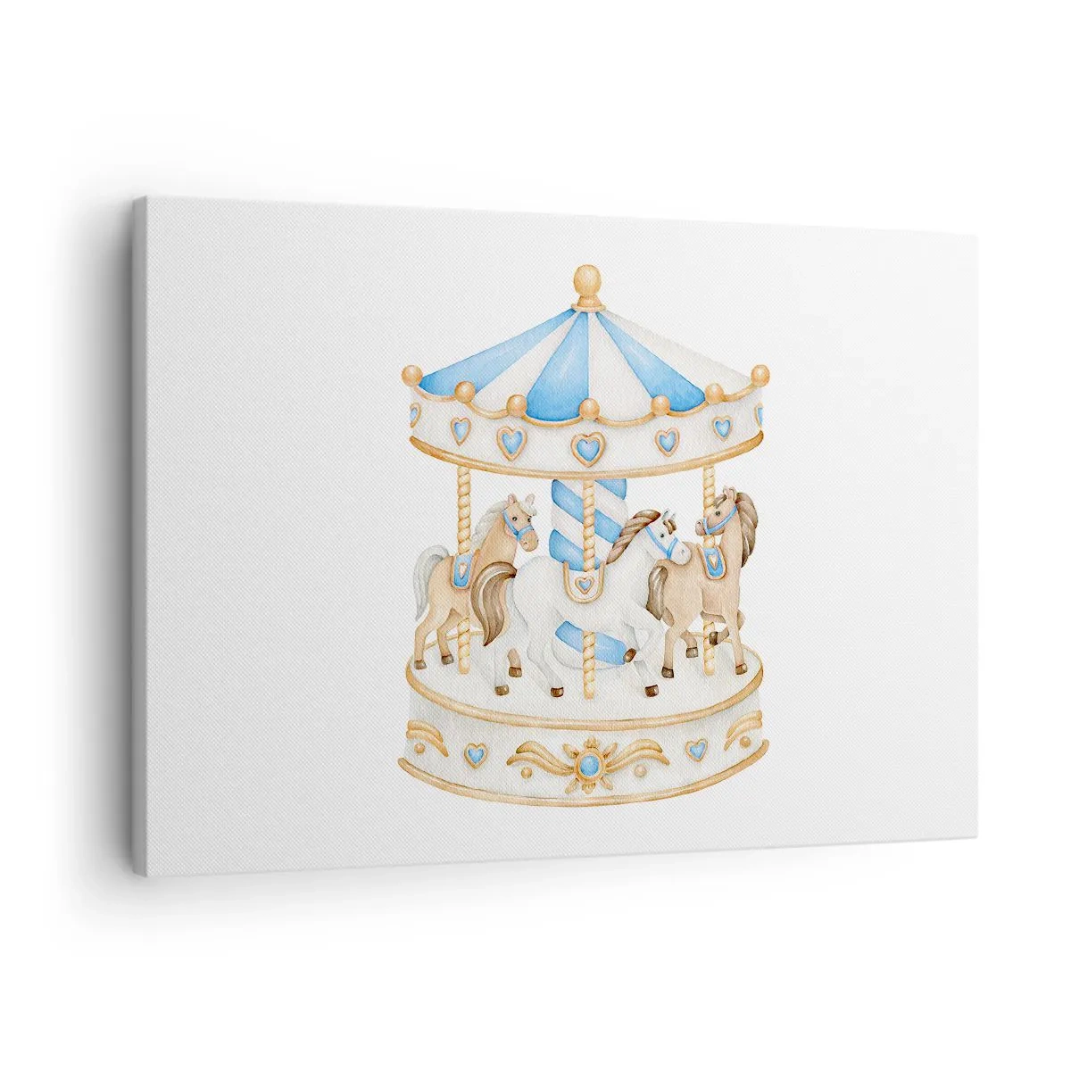 Schilderen op canvas - Een draaimolen in pastelkleuren op een witte achtergrond - 70x50cm - Zoete jeugd - Moderne wanddecoratie voor woonkamer en slaapkamer ARTTOR