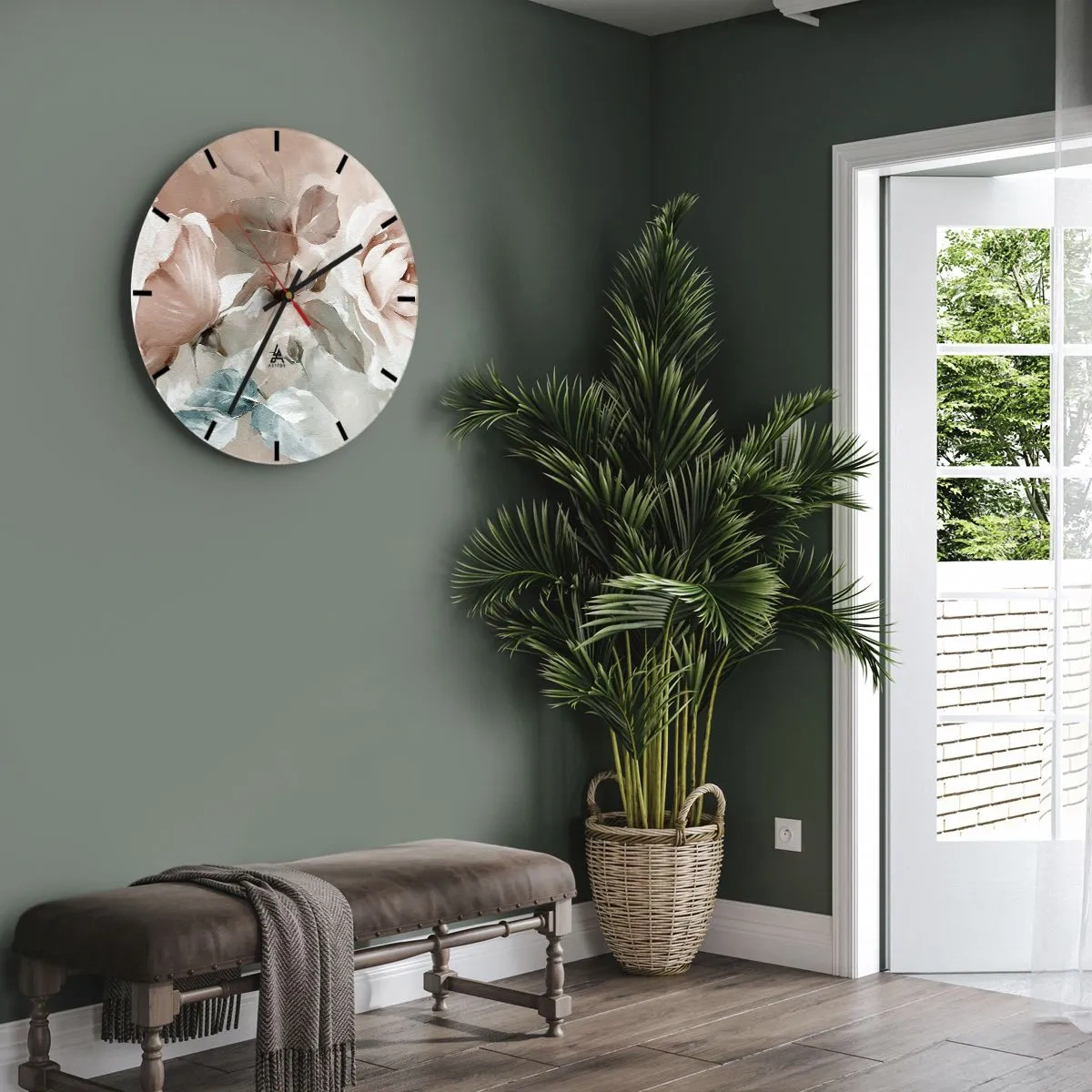 Wandklok - Klok - Delicate bloemen in pasteltinten op een lichte achtergrond - 30x30cm - De geest van de romantiek - Moderne wanddecoratie voor woonkamer, keuken en slaapkamer ARTTOR