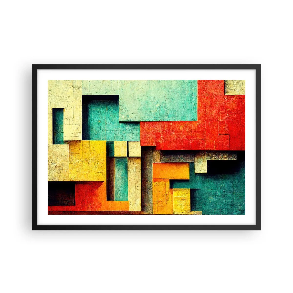Poster in een zwarte lijst - Festival van rechte hoeken - 70x50 cm
