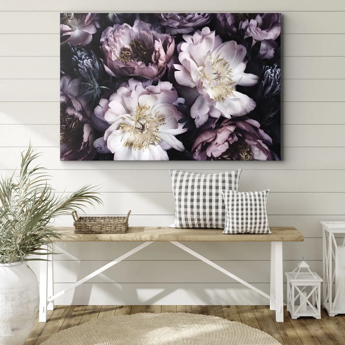 Schilderen op canvas - Bloemen in delicate pasteltinten - 70x50cm - Boeket ouderwets - Moderne wanddecoratie voor woonkamer en slaapkamer ARTTOR