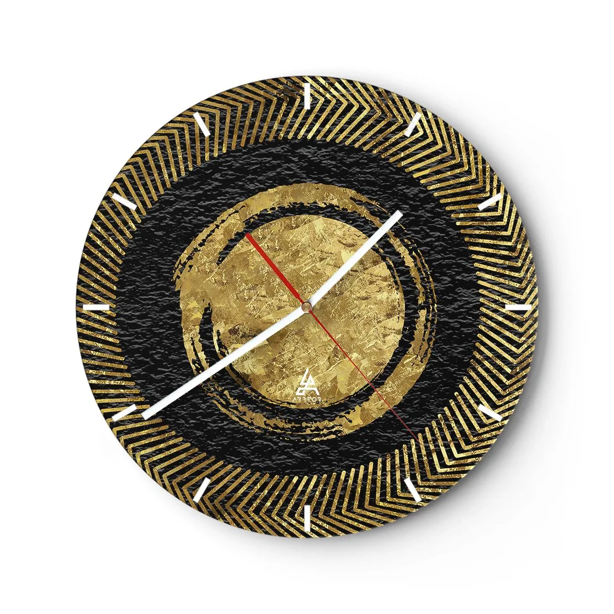 Wandklok - Klok - Gouden geometrische patronen op een zwarte achtergrond in een glamoureuze stijl - 30x30cm - Glamour-compositie - Moderne wanddecoratie voor woonkamer, keuken en slaapkamer ARTTOR